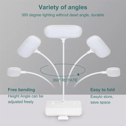 2-in-1 LED Dimmable Desk Lamp with USB Charging Port Socket