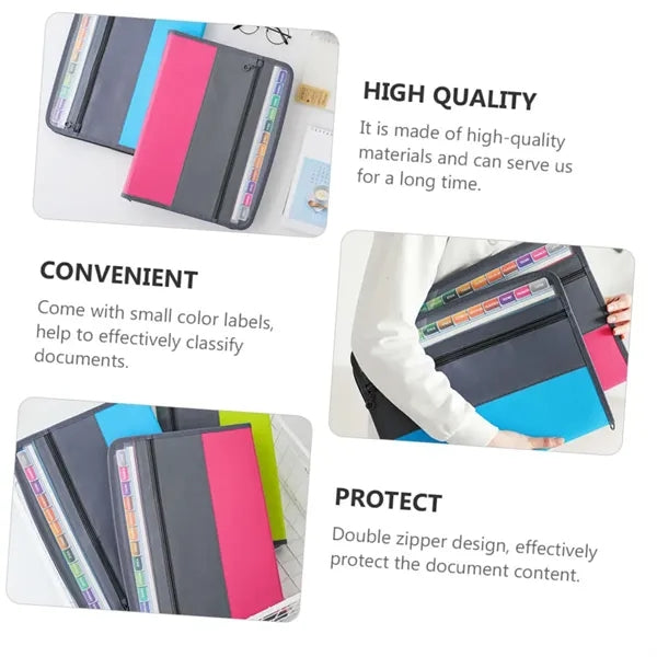 A4 Double Zipper Accordion File Folder Pouch Organizer