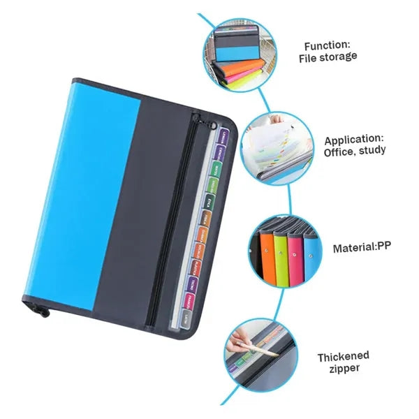 A4 Double Zipper Accordion File Folder Pouch Organizer