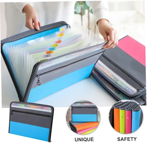 A4 Double Zipper Accordion File Folder Pouch Organizer