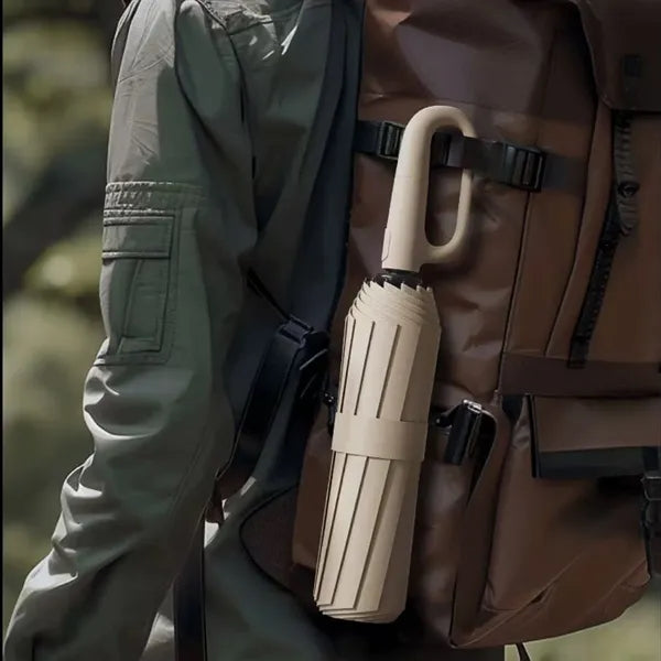 Duty Windproof Folding Umbrella Hook Handle Storm Resistant