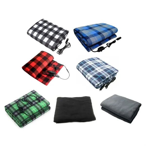 Portable 12V Heated Car Blanket for Travel Comfort