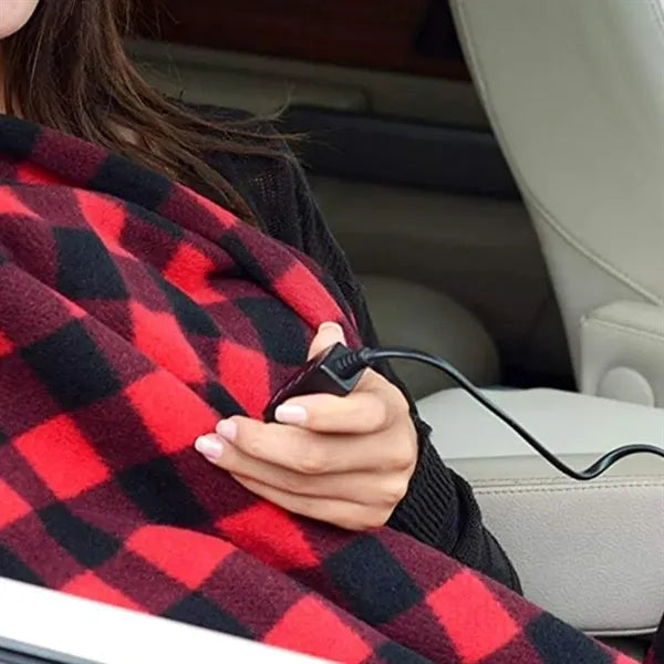 Portable 12V Heated Car Blanket for Travel Comfort
