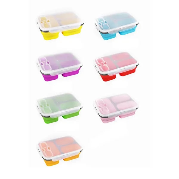 Collapsible Silicone Lunch Container with Fork