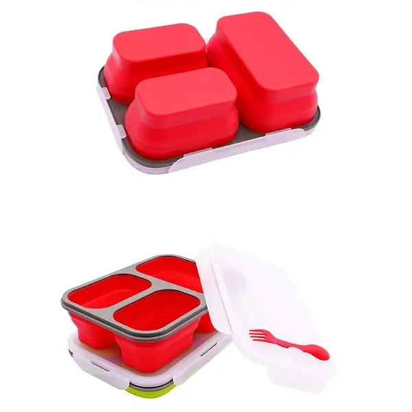 Collapsible Silicone Lunch Container with Fork