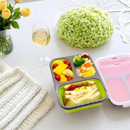 Collapsible Silicone Lunch Container with Fork