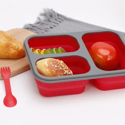 Collapsible Silicone Lunch Container with Fork