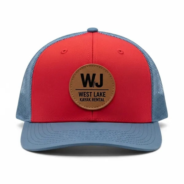 Yupoong Classic Trucker Hat w/ Leather Patch or Embroidery