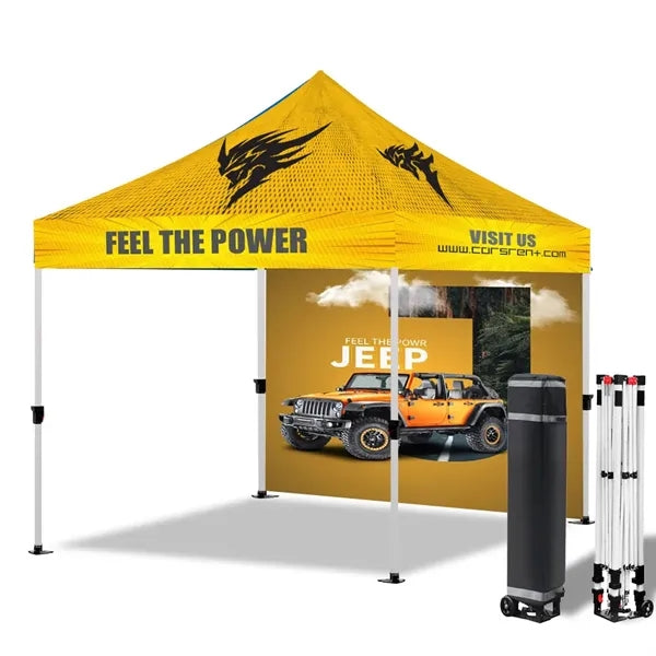 10' X 10' Central Lock Pop Up Canopy Tent With Back Full Wal