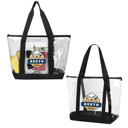 Clear Zippered Tote Bag With Pocket