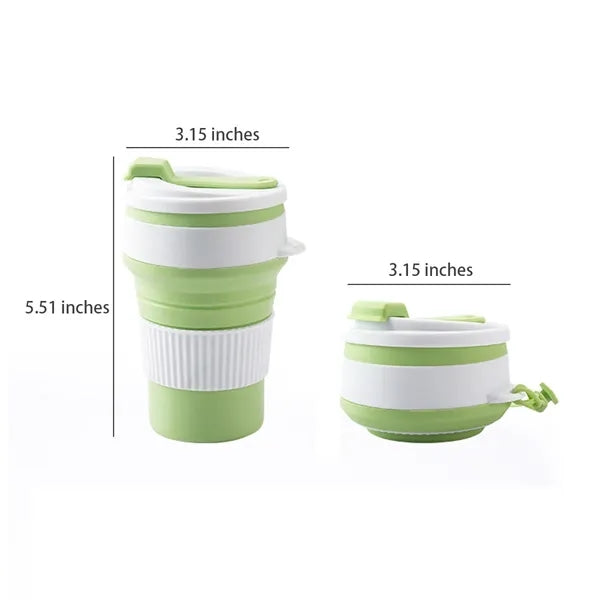 11.8oz Portable Travel Mugs Collapsible Silicone Cups