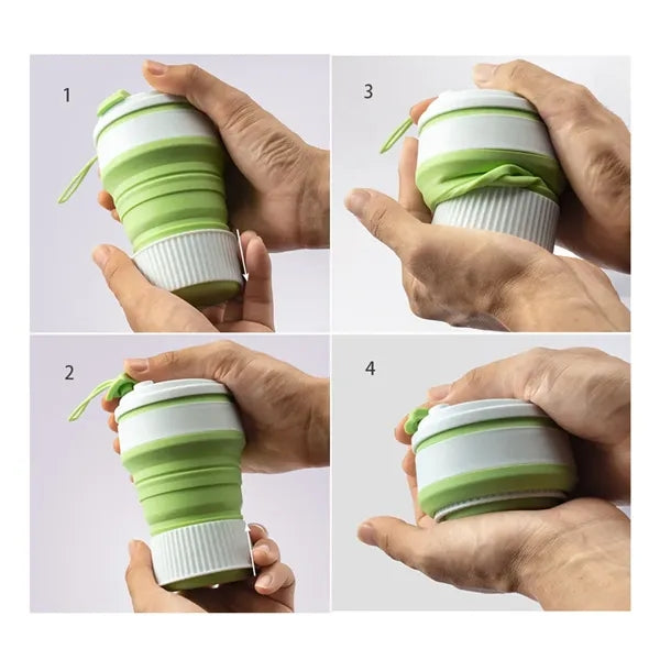 11.8oz Portable Travel Mugs Collapsible Silicone Cups
