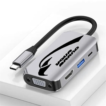 4 In 1 Ultra-Slim USB C Adapter Hub Multiport Dock Station