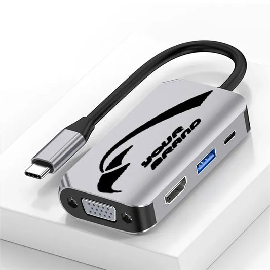 4 In 1 Ultra-Slim USB C Adapter Hub Multiport Dock Station