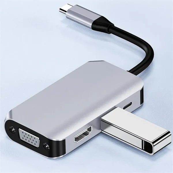 4 In 1 Ultra-Slim USB C Adapter Hub Multiport Dock Station
