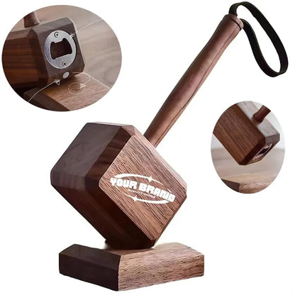 Wooden Ornaments Thor Hammer Built In Magnet Bottle Opener