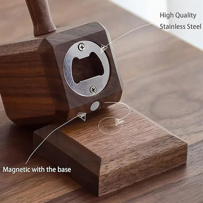 Wooden Ornaments Thor Hammer Built In Magnet Bottle Opener