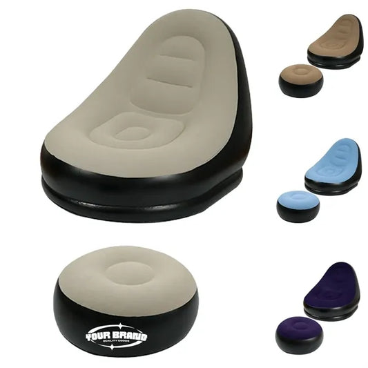 Inflatable Sofa Chair With Foot Stool Flocking Lazy Couch