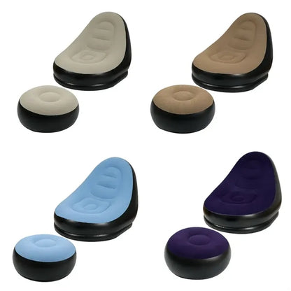 Inflatable Sofa Chair With Foot Stool Flocking Lazy Couch
