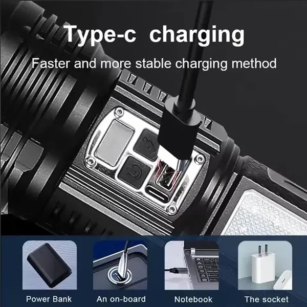 10000mAh Ultra Bright LED Torch Flashlights W/Shoulder Strap