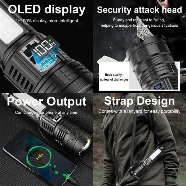 10000mAh Ultra Bright LED Torch Flashlights W/Shoulder Strap