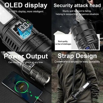 10000mAh Ultra Bright LED Torch Flashlights W/Shoulder Strap