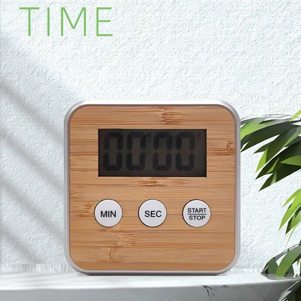 Bamboo Digital Kitchen Timer With Countdown Cooking Reminder