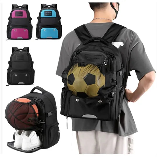 Large Sports Backpack With Ball Holder Shoe Compartment