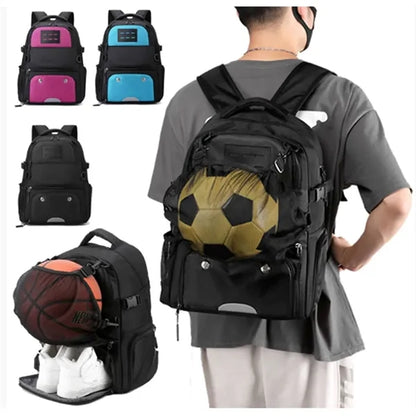 Large Sports Backpack With Ball Holder Shoe Compartment