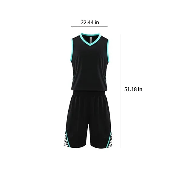 Unisex Sleeveless Basketball Jersey Shorts Set For Sports