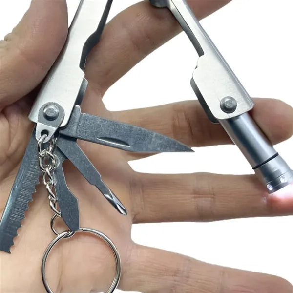 Mini LED Keychain Pliers With Knife Screwdriver Bottle