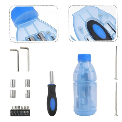 Portable Screwdriver Tool Kit in Novelty Bottle Case