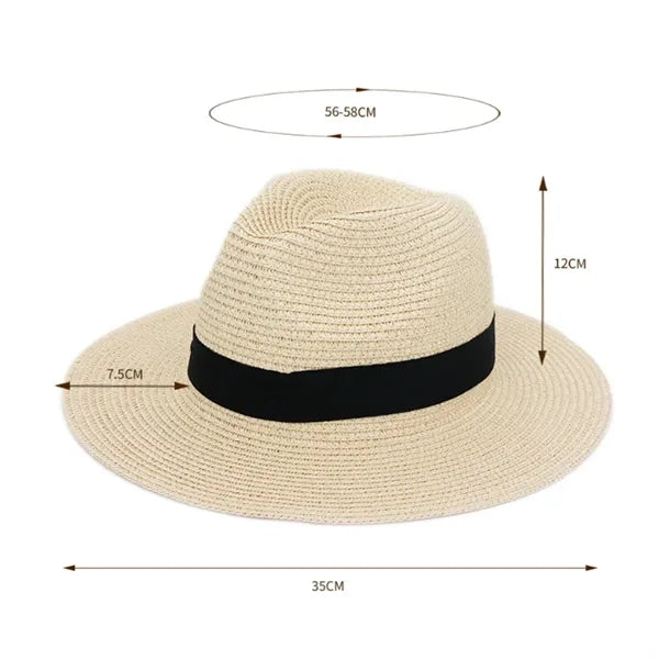 Straw Panama Style Fedora Hat