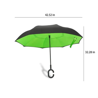 Double Layer Reverse Umbrella With Hands C Handle Grip