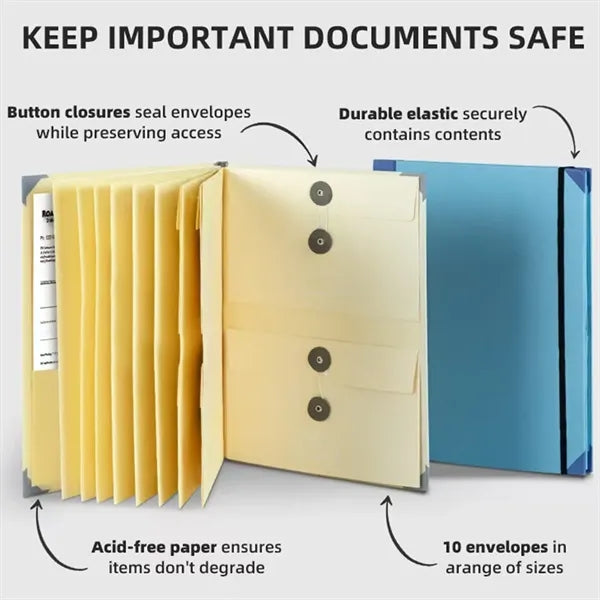 Durable Closure Accordion Pocket File Organizer Folder