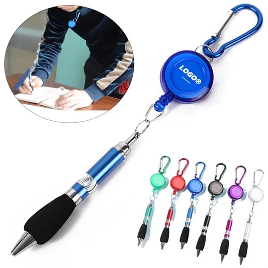 Retractable Metal Pen With Keychain And Carabiner Clip
