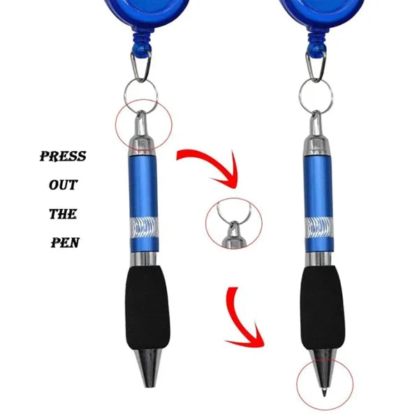 Retractable Metal Pen With Keychain And Carabiner Clip