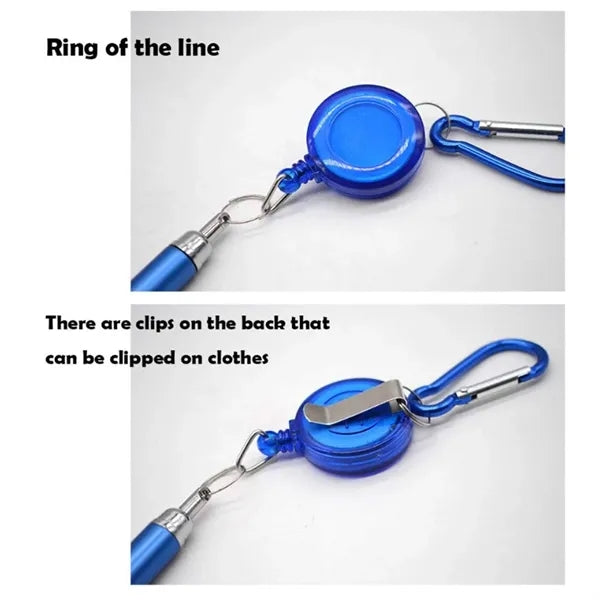 Retractable Metal Pen With Keychain And Carabiner Clip