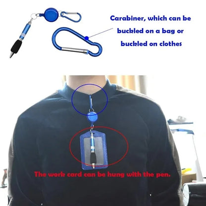 Retractable Metal Pen With Keychain And Carabiner Clip