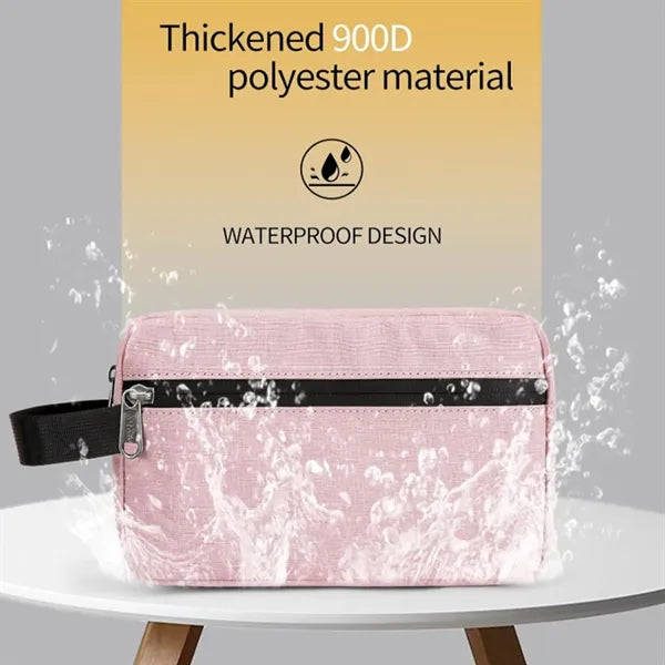 Waterproof Oxford Travel Toiletry Bag With Handle Zipper