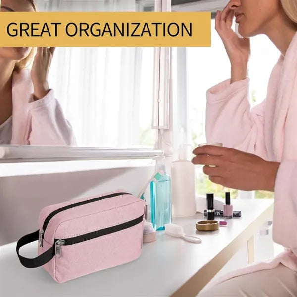 Waterproof Oxford Travel Toiletry Bag With Handle Zipper