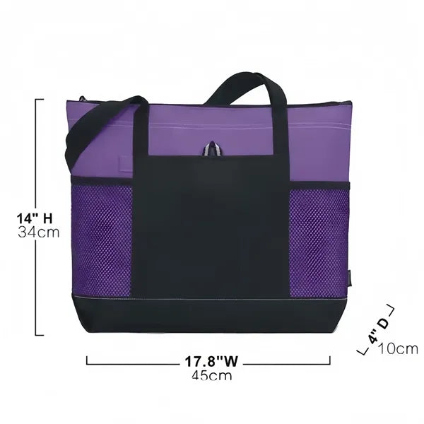Durable Oxford Tote Bag With Mesh Pockets Carry Handles