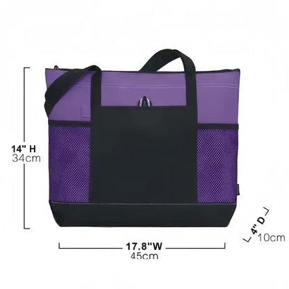 Durable Oxford Tote Bag With Mesh Pockets Carry Handles