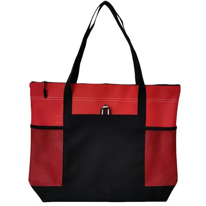 Durable Oxford Tote Bag With Mesh Pockets Carry Handles