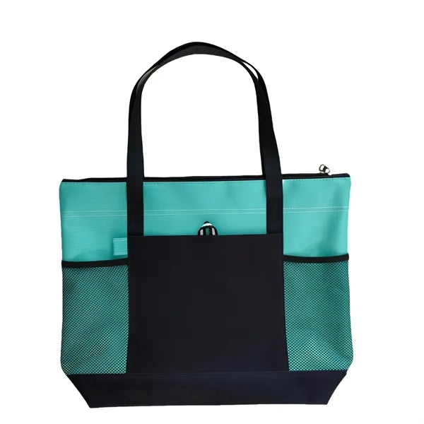 Durable Oxford Tote Bag With Mesh Pockets Carry Handles