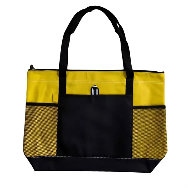 Durable Oxford Tote Bag With Mesh Pockets Carry Handles