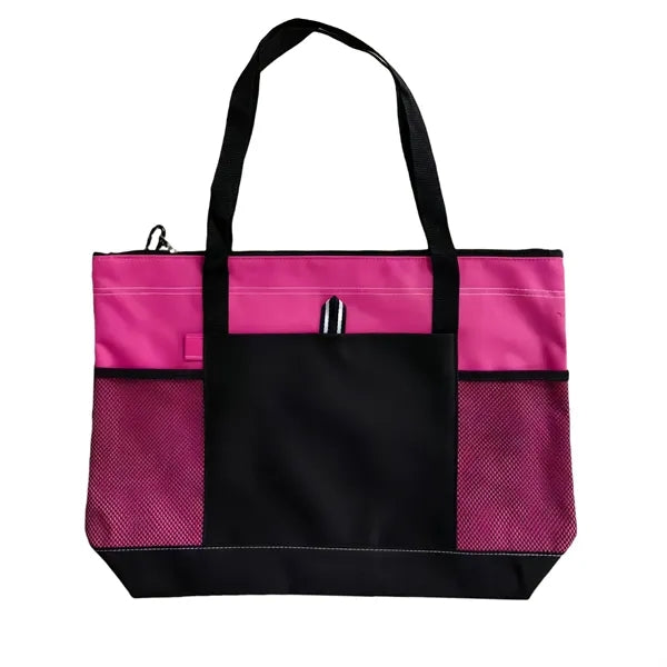 Durable Oxford Tote Bag With Mesh Pockets Carry Handles