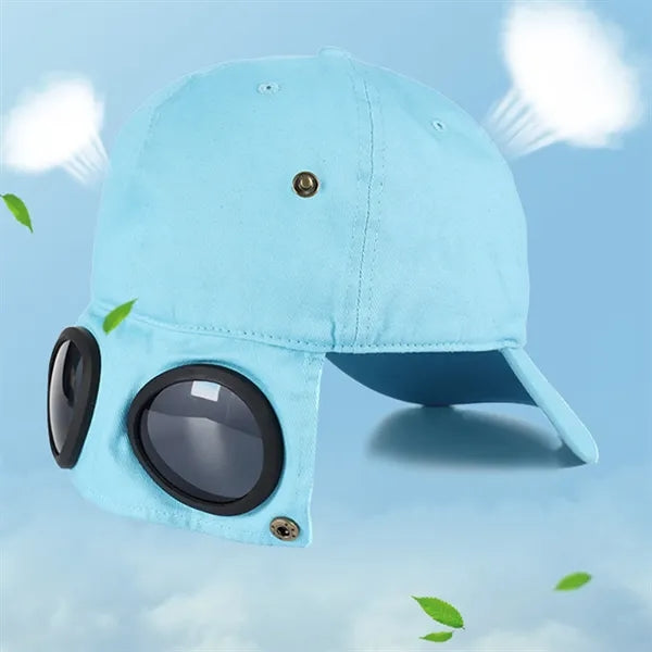 Pilot Style Sports Baseball Cap With Built In Sunglasses