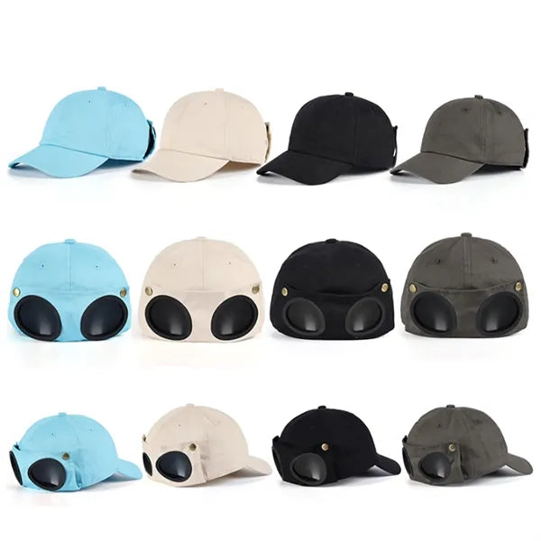 Pilot Style Sports Baseball Cap With Built In Sunglasses