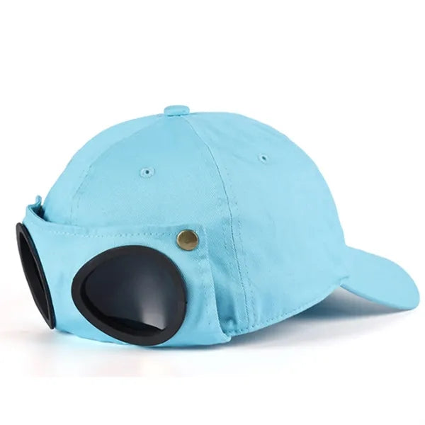 Pilot Style Sports Baseball Cap With Built In Sunglasses